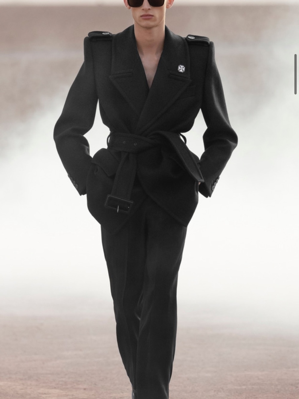 Saint Laurent Black Military Belted Field Jacket
